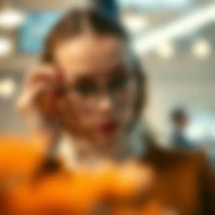 Nose Glasses Holders: A Fashion Statement A stylish individual using a nose glasses holder in a fashionable setting.