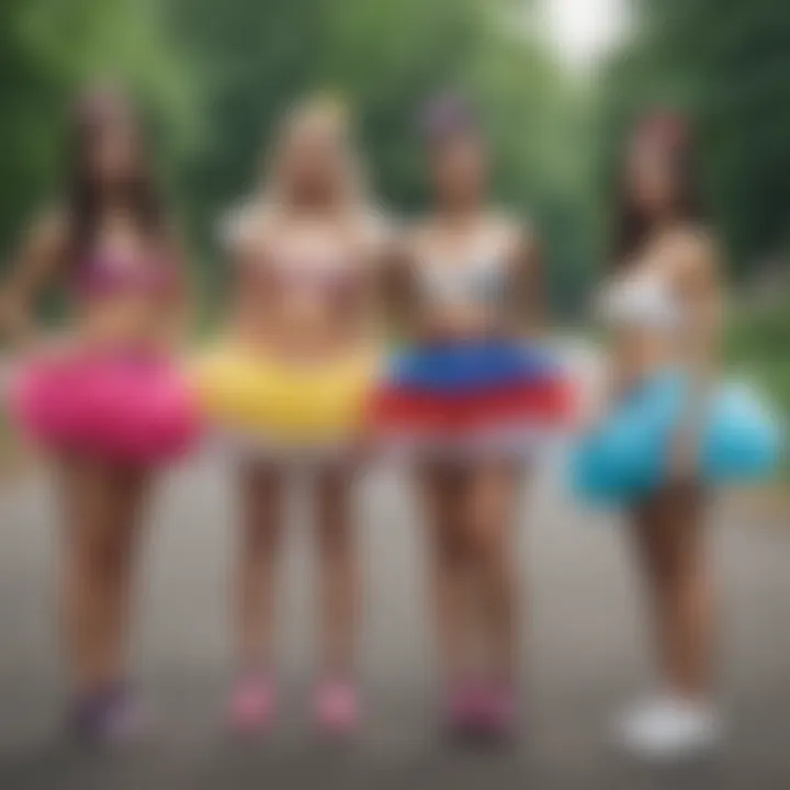 A group of friends showcasing diverse styles with rave tutus