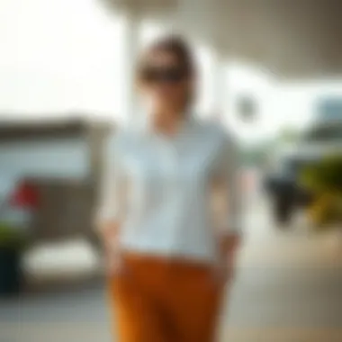 Casual setting showcasing criss cross shirt style