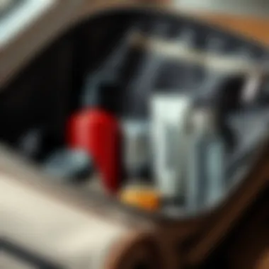 Convenient Travel with Mini Refillable Bottles A set of refillable bottles in a travel bag