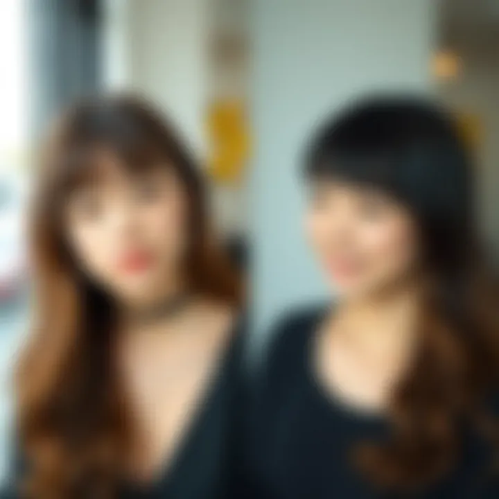 Before and after transformation with side bangs