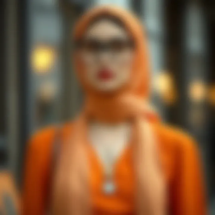 Chic Accessories for Orange Modest Dress Stylish accessories paired with an orange modest dress for a chic look