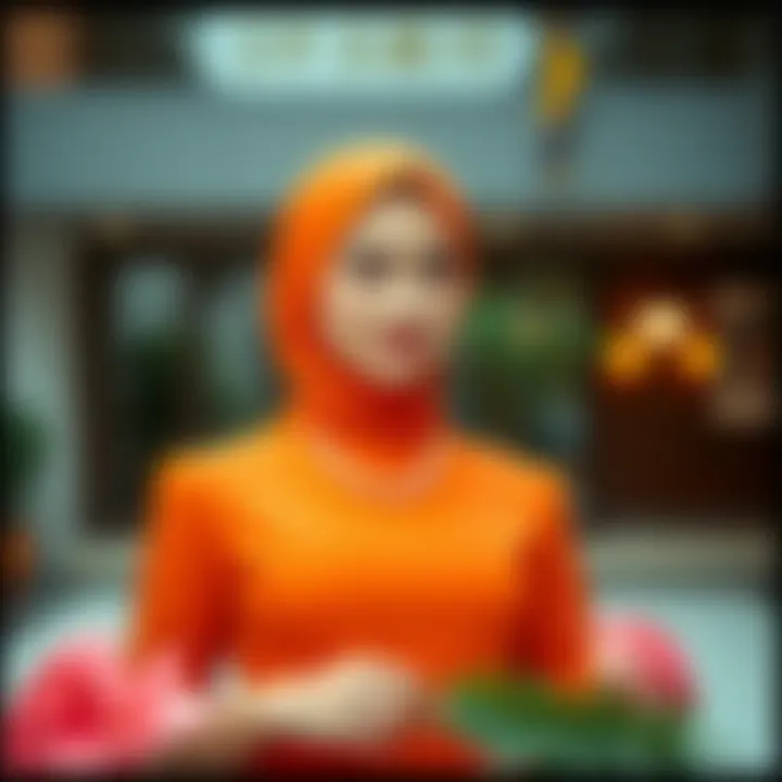 Orange Modest Dress for Formal Occasion Orange modest dress styled for a formal occasion