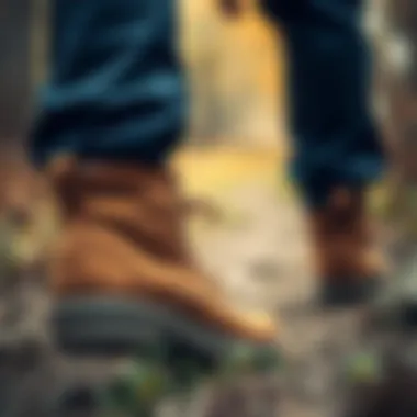 Person wearing canvas hiking boots on a trail