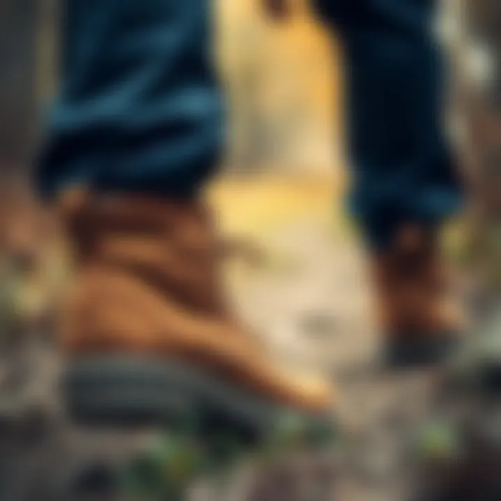 Person wearing canvas hiking boots on a trail