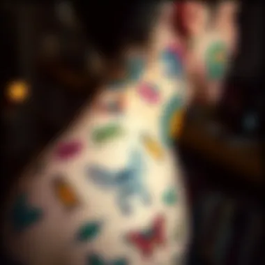 Quirky Collection of Temporary Tattoos A vibrant collection of humorous temporary tattoos featuring quirky designs.