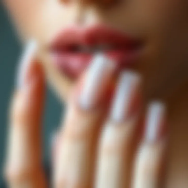 Flawless Application of Nude Acrylic Nails Close-up of a perfectly applied nude acrylic nail design