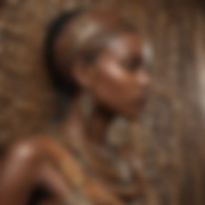 A detailed close-up of the craftsmanship involved in creating three-piece African wall art, highlighting texture and technique.