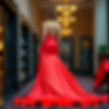 Bold Colors: Making a Statement with Trains Stylish evening gown with a dramatic train featuring bold colors
