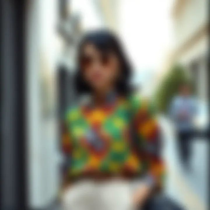 Chic blouse featuring bold colors and unique patterns