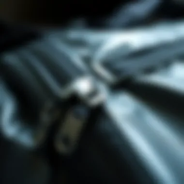 Close-up of zipper mechanism demonstrating durability and functionality