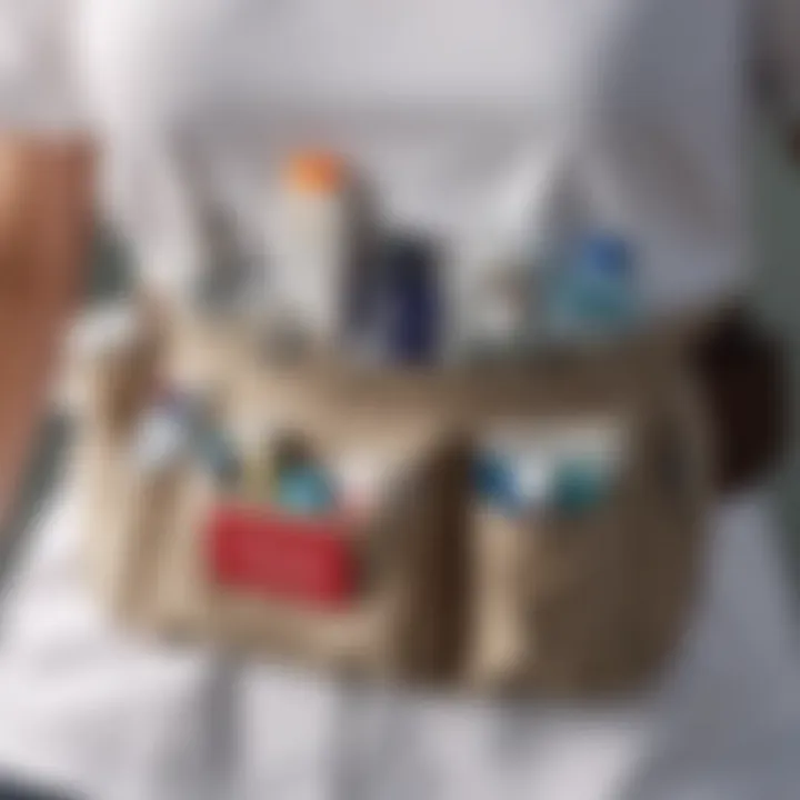 A nurse belt bag filled with essential medical supplies for daily use