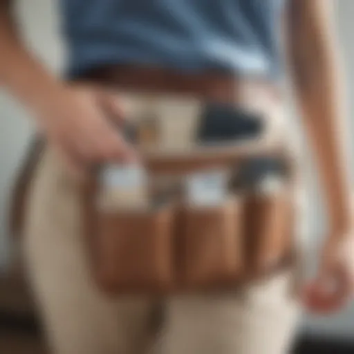 A stylish nurse belt bag showcasing various pockets and compartments