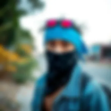 Stylish Versatility in Outdoor Fashion A fashionable individual wearing a UV bandana in an outdoor setting, highlighting its style versatility.