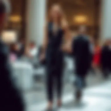 Sophisticated look featuring black satin skinny pants at a formal event