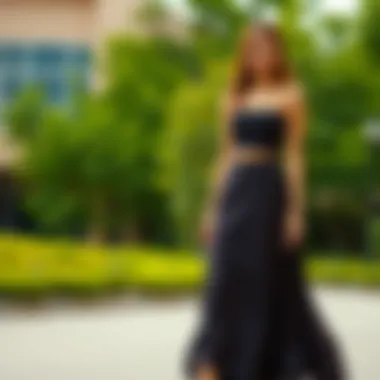 Seasonal styling of high waist long skirts with crop tops