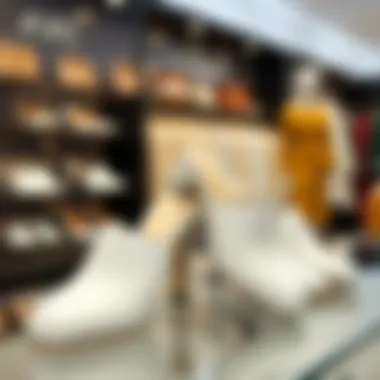 Fashion Showcase of White Closed Toe Mules Fashionable white closed toe mules displayed in a boutique