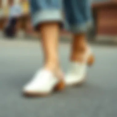 Versatile Styling of White Closed Toe Mules Stylish white closed toe mules paired with casual attire