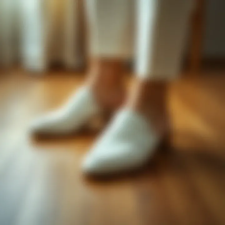 Timeless Elegance of White Closed Toe Mules Elegant white closed toe mules on a wooden floor