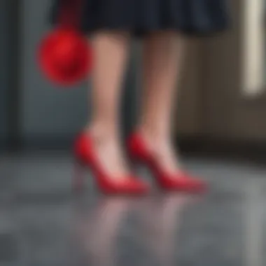 Fashionable red heels paired with a graduation cap