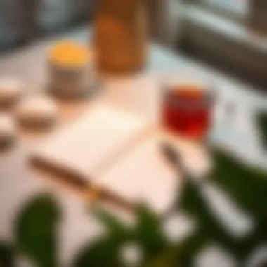 Cultivating a Positive Mindset Through Journaling A serene workspace with a journal, pen, and a calming beverage