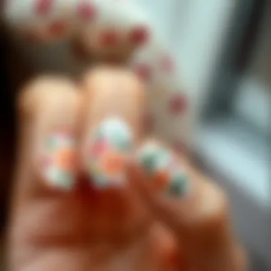 Floral Nail Design Vibrant nail design featuring floral stencil patterns