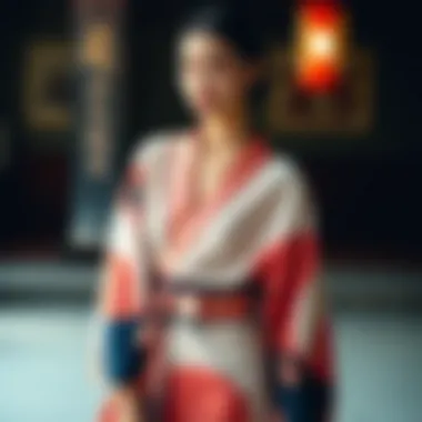 The Graceful Drapery of Kimonos A beautifully draped kimono showcasing its elegant silhouette