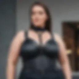 Elegant plus-size harness design showcased on a mannequin