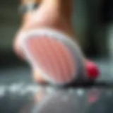 A close-up of a heel scrubber showcasing its unique bristle design