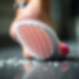 A close-up of a heel scrubber showcasing its unique bristle design