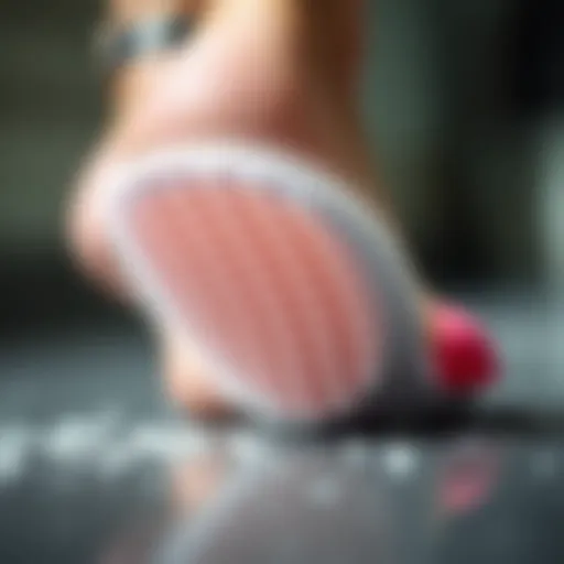 A close-up of a heel scrubber showcasing its unique bristle design