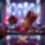 Elegant high heel centerpiece with floral arrangement