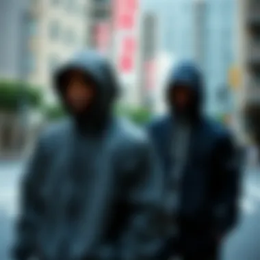 Trendy hooded athletic jackets in an urban setting