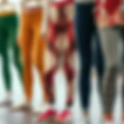 Diverse Knitted Leggings Styles A vibrant display of various knitted leggings sets showcasing different colors and patterns.