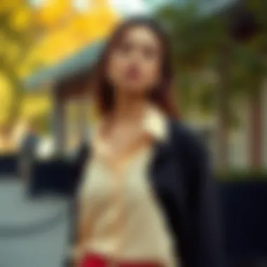 Seasonal outfit pairing featuring a long shirt with side slits