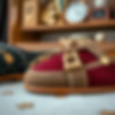 Close-up of luxurious materials used in flat shoe design