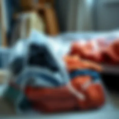 Packing clothes into vacuum-sealed bags