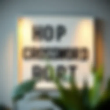 Close-up of a minimalist crossword art design with bold lettering