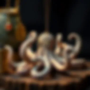 A close-up view of the octopus jewelry holder made from sustainable materials.