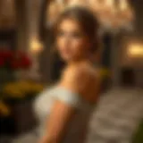 Elegant off the shoulder glitter dress showcasing intricate detailing