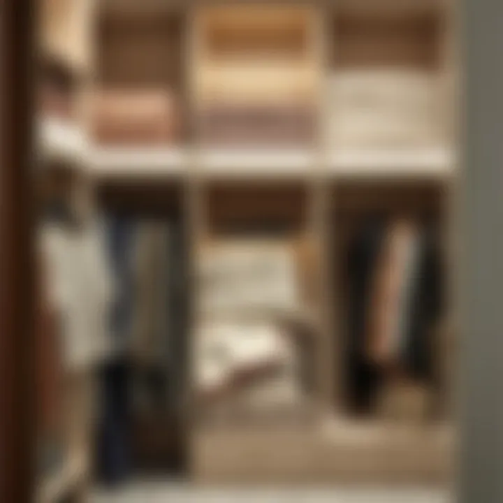 Elegant closet design featuring decorative blanket storage