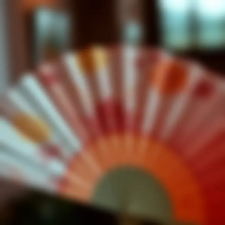 Intricate Patterns on Silk Fan Elegant silk fan showcasing intricate patterns