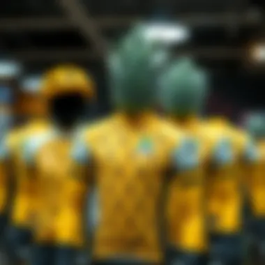 Various customization options for pineapple cycling jerseys displayed