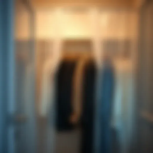 Elegant plastic cover shielding garments in an organized closet