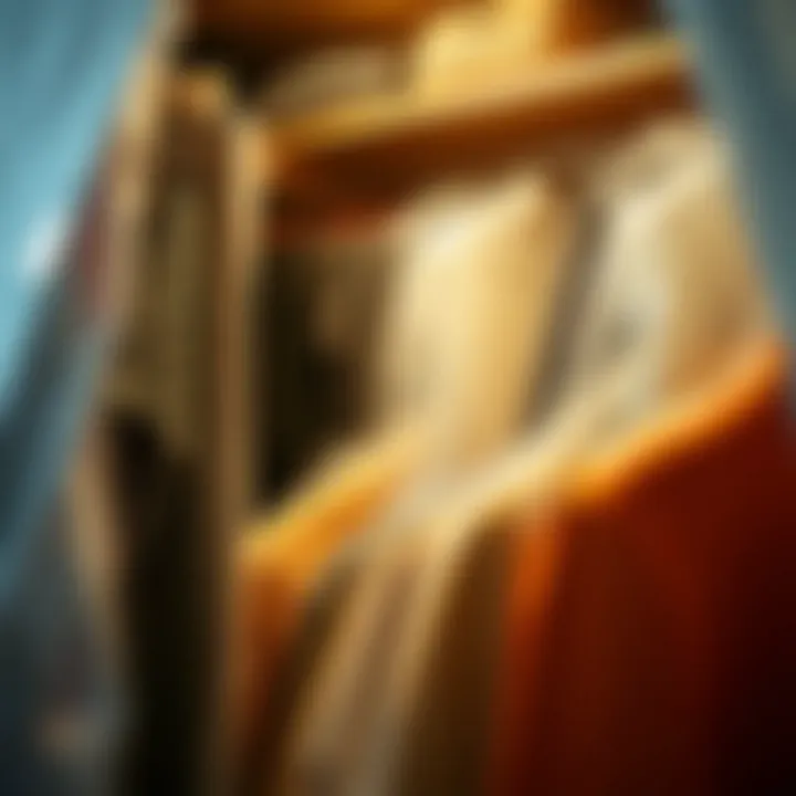 Stylish wardrobe featuring well-organized garments under protective covers
