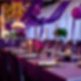 Elegant table setting featuring purple and gold decorations