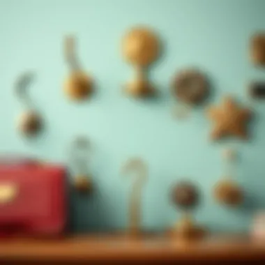 Stylish purse hooks arranged in a variety of designs