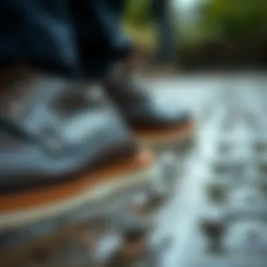 Close-up of shoe materials suitable for wet weather