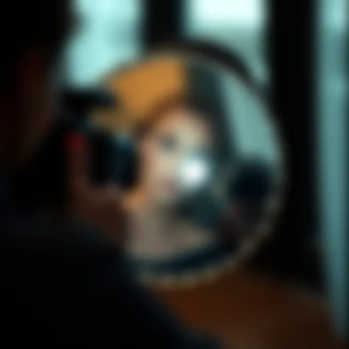 A photographer using a silver reflector to brighten a subject's face