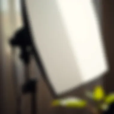 A close-up of a white reflector board capturing soft light